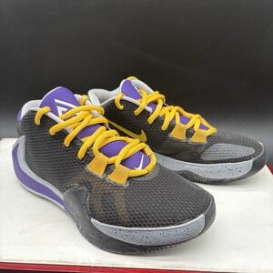 Nike Zoom Freak 1 Giannis Youth Sz 4 Black Purple Yellow Basketball Shoes CJ5614